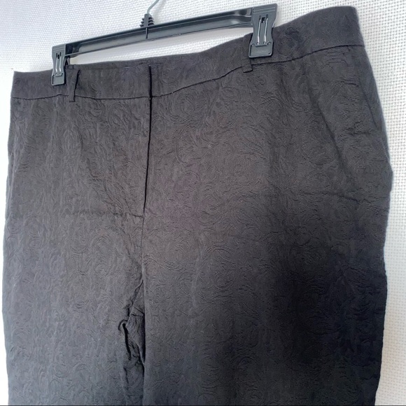 Talbots 100% Cotton Black Floral Cropped Trouser Pants | Talbots Dress Pants - Picture 4 of 14